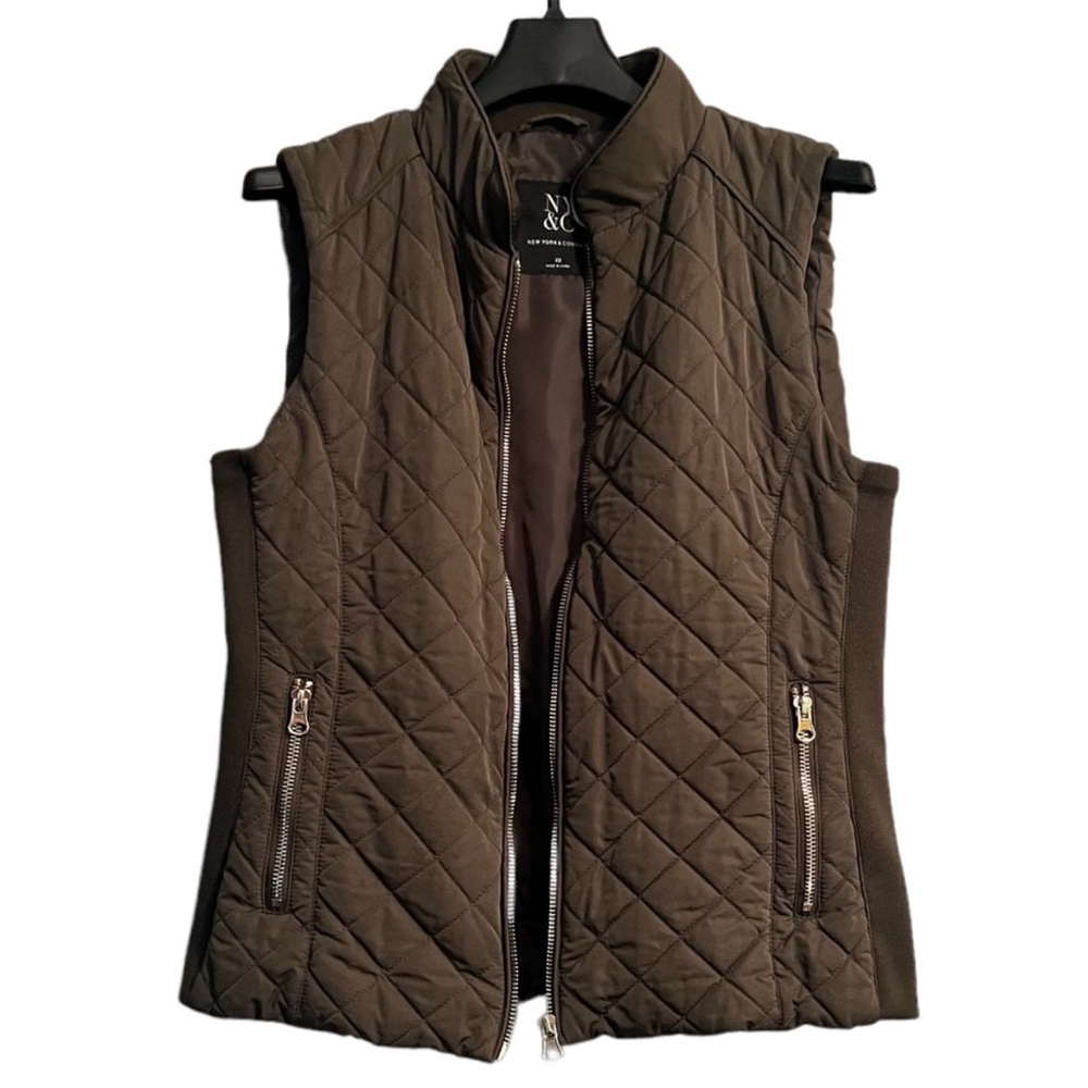 NY & Co. Army Green Zip Up Vest Size XS